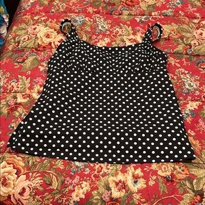 Lands' End Black and White Polka Dot underwire tankini top